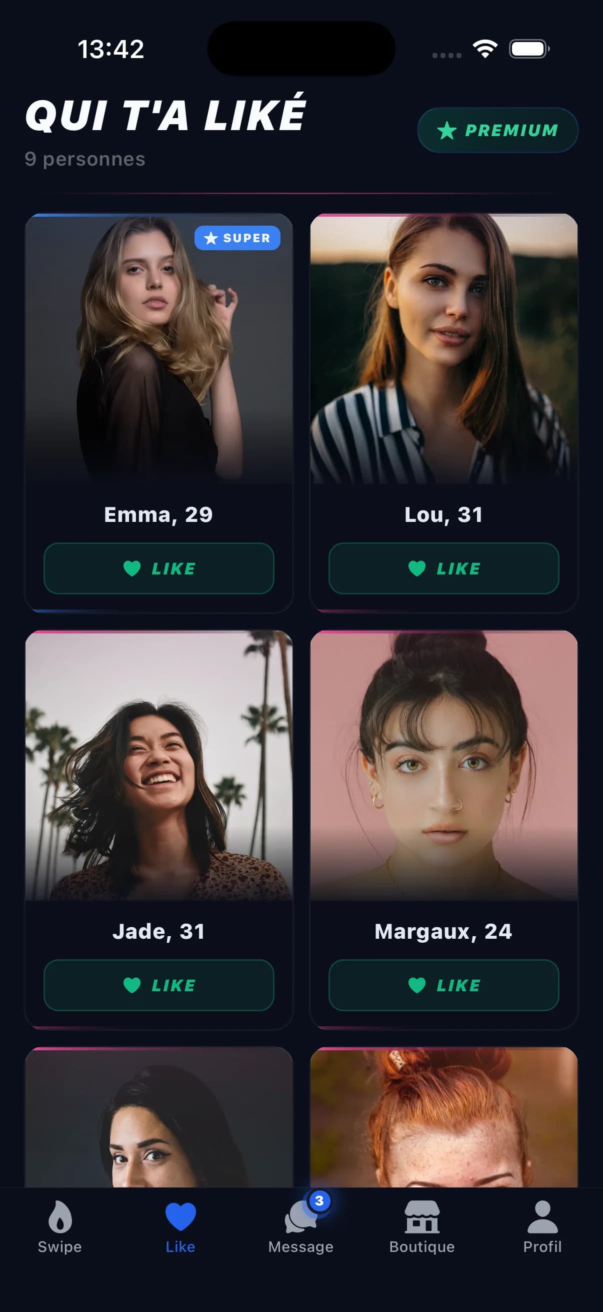 Écran des likes Lofy : découvre qui t'a liké
